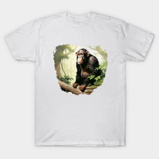 Cute Chimpanzee In Jungle T-Shirt